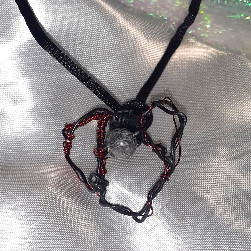 Handmade wire & bead pendant